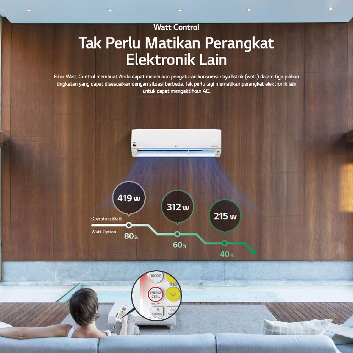 LG AC Split Dinding Smart Inverter DUALCOOL Watt Control 2023 2 PK - T18EV5